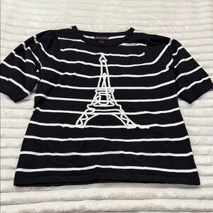 Carolyn Taylor Striped Top with Eiffel Tower Design